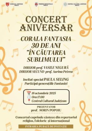 Corala „Fantasia” – 30 de ani de magie muzicală, celebrați printr-un concert de excepție la Vaslui