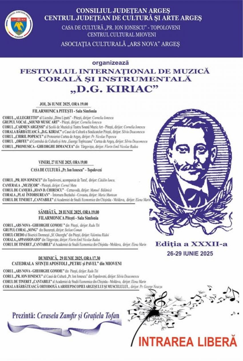 Începe Festivalul Internațional de Muzică Corală și Instrumentală „D.G. KIRIAC” – Ediția a XXXII-a!