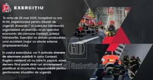 ISU Dâmbovița va efectua un exercițiu de intervenție în comuna Conțești