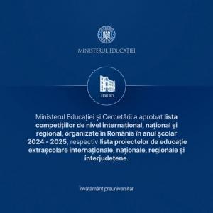 Au fost publicate listele olimpiadelor și ale concursurilor școlare naționale și internaționale!