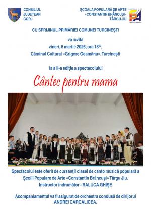 &bdquo;C&acirc;ntec pentru mama&rdquo;, ediția a II-a &icirc;n Comuna Turcinești, Gorj