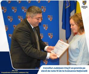 CJ Cluj va premia elevii care au obţinut media 10 la Evaluarea Naţională în 2025